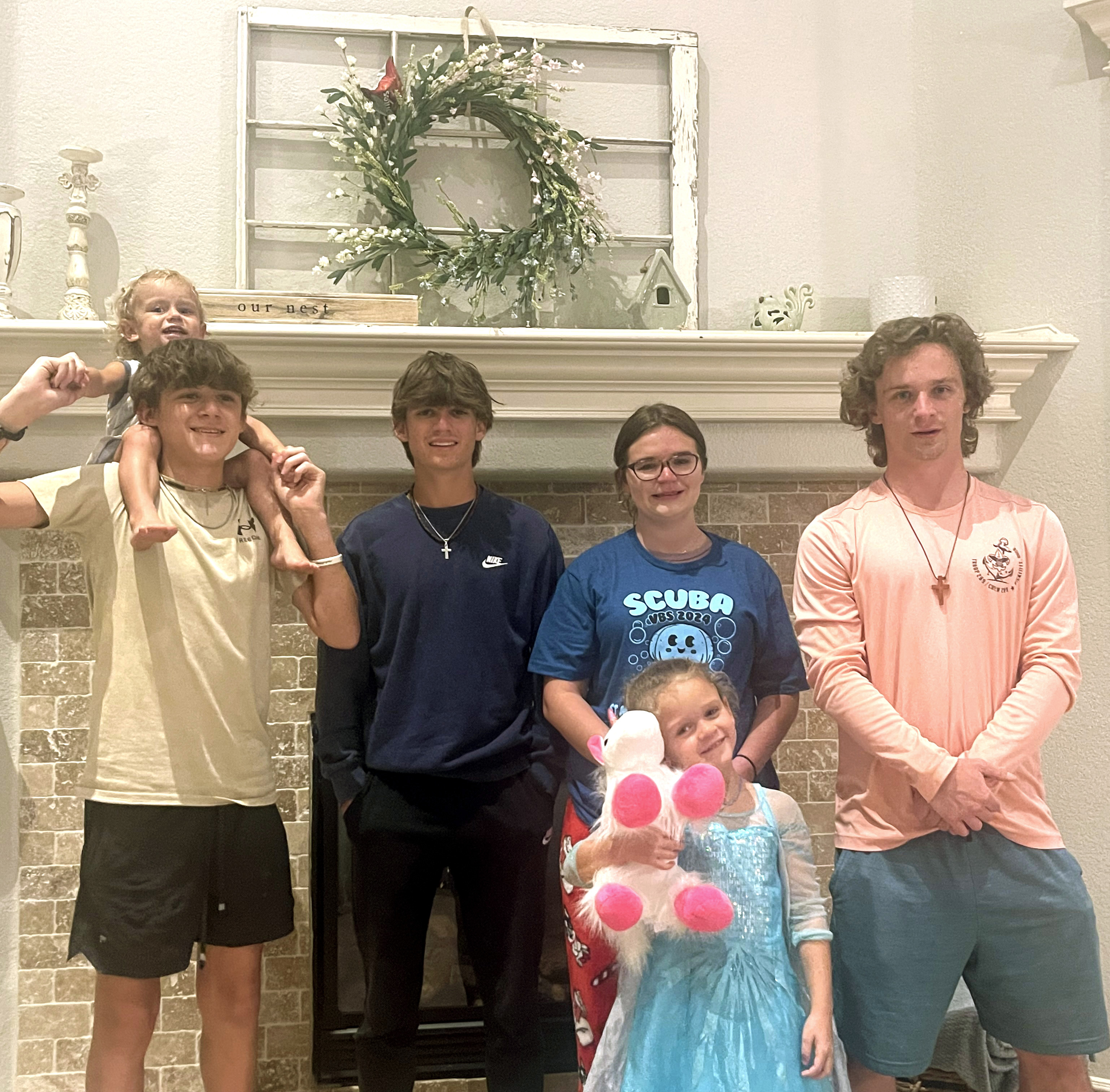 Family photo at home on Christmas Eve
